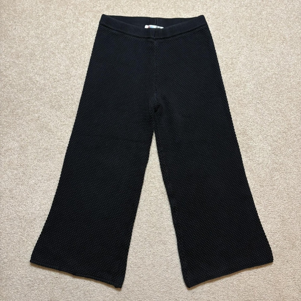 FP Beach‎ Hailee Sweatpants Womens Small Black Knit Crop Wide Leg Elastic Waist